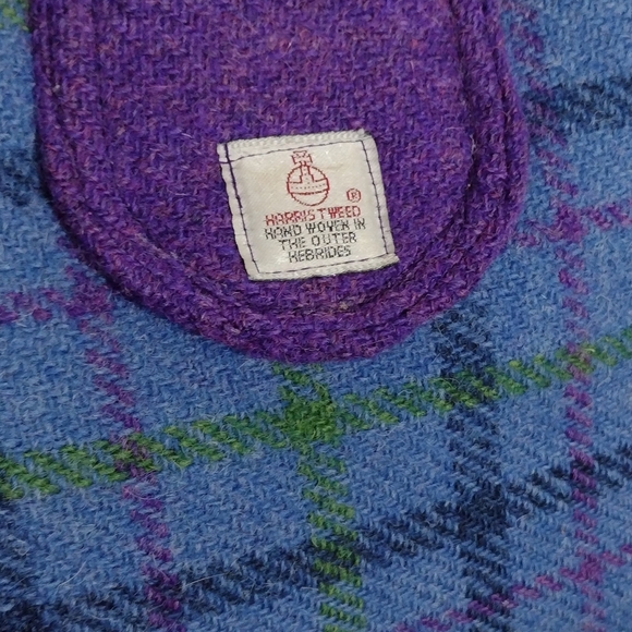 Harris Tweed Handbag Shoulder Bag 12 inch Hand Woven Blue Purple - Picture 5 of 10